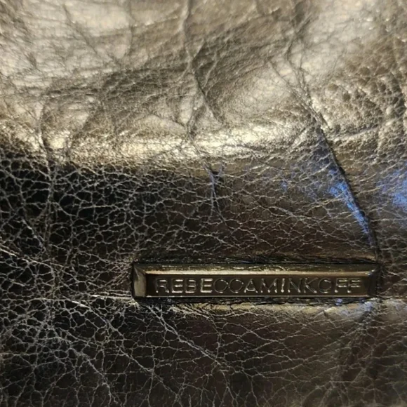 Rebecca Minkoff Regan Black "Distressed" Leather Satchel/Crossbody Bag Ret.$399 - Picture 7 of 12